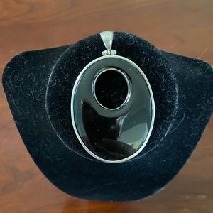Black Onyx and Silver Pendant